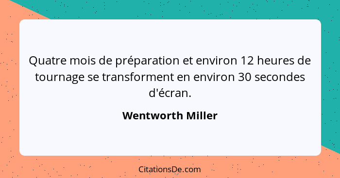 Quatre mois de préparation et environ 12 heures de tournage se transforment en environ 30 secondes d'écran.... - Wentworth Miller