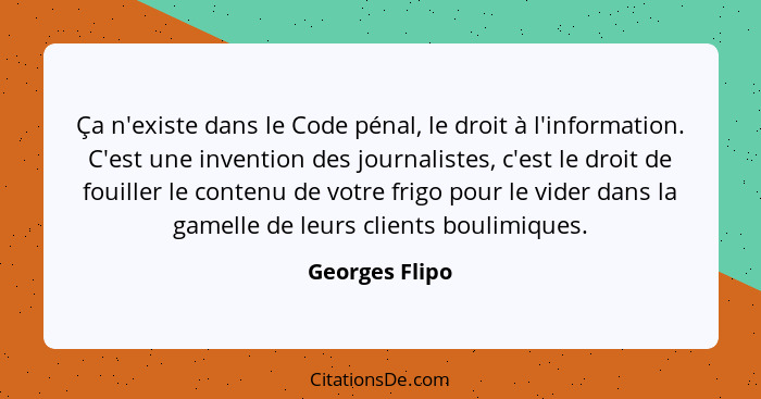 Ça n'existe dans le Code pénal, le droit à l'information. C'est une invention des journalistes, c'est le droit de fouiller le contenu... - Georges Flipo