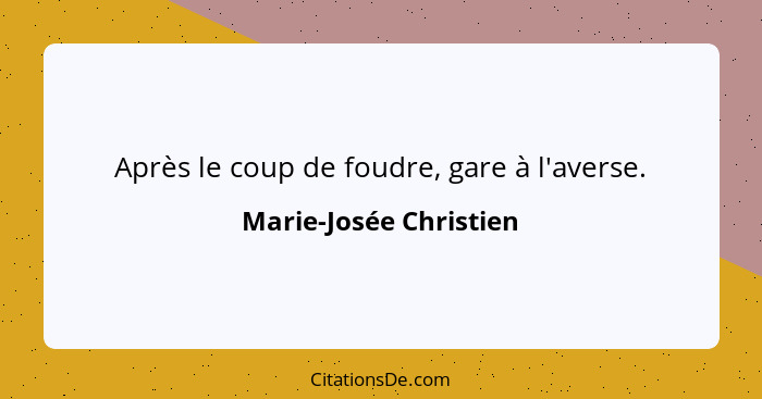 Après le coup de foudre, gare à l'averse.... - Marie-Josée Christien