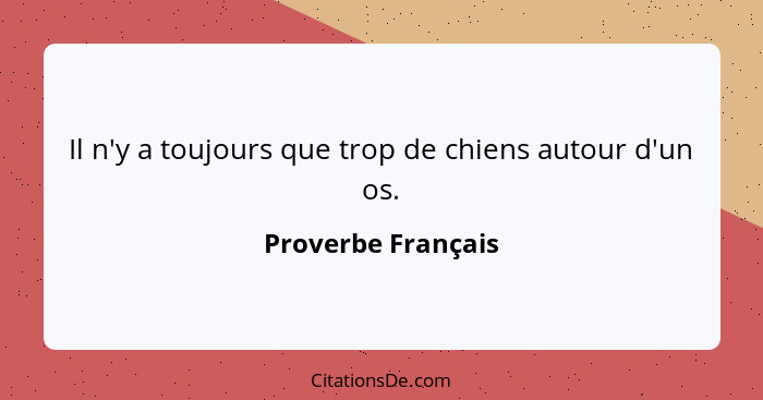 Il n'y a toujours que trop de chiens autour d'un os.... - Proverbe Français