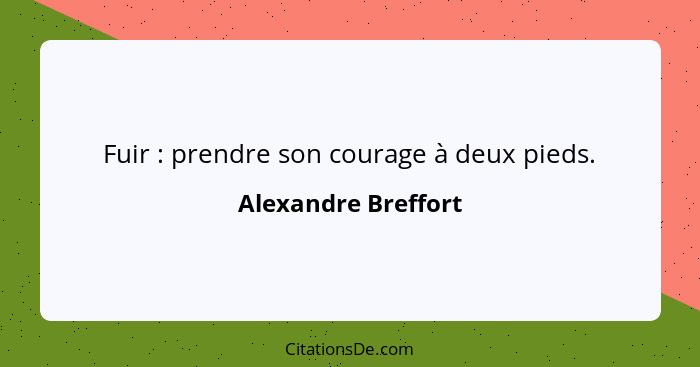 Fuir : prendre son courage à deux pieds.... - Alexandre Breffort