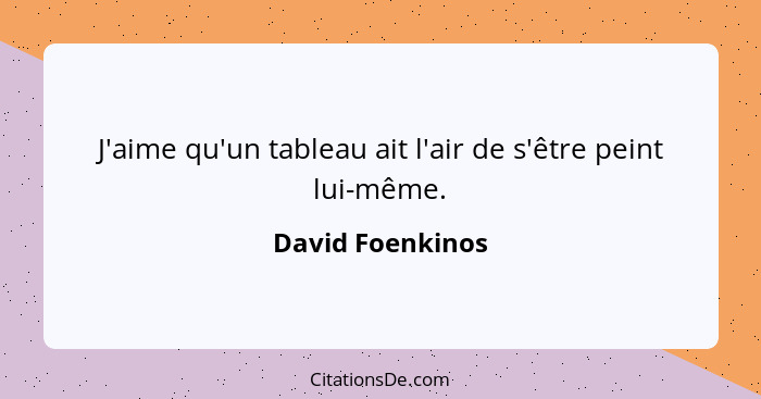 J'aime qu'un tableau ait l'air de s'être peint lui-même.... - David Foenkinos