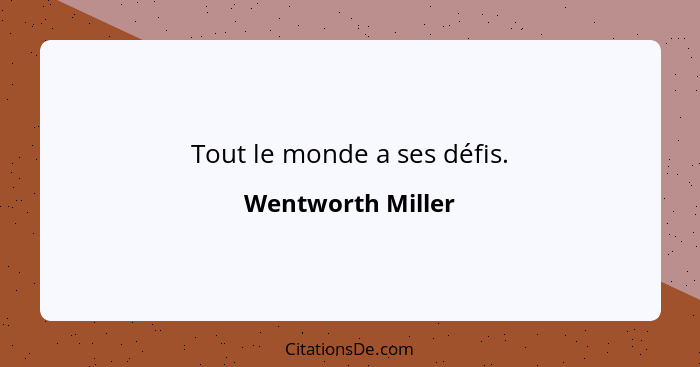 Tout le monde a ses défis.... - Wentworth Miller