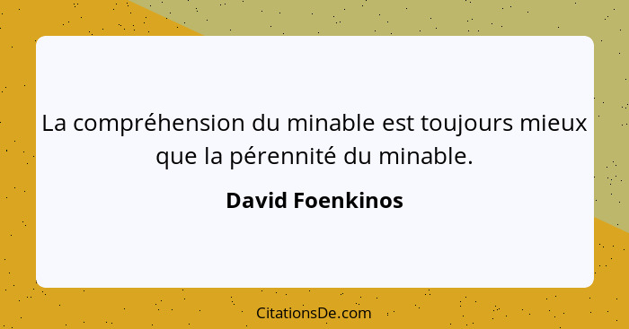 La compréhension du minable est toujours mieux que la pérennité du minable.... - David Foenkinos