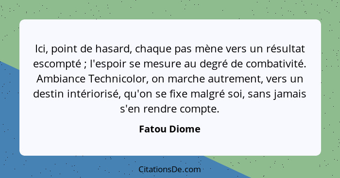 Fatou Diome Ici Point De Hasard Chaque Pas Mene Vers Un