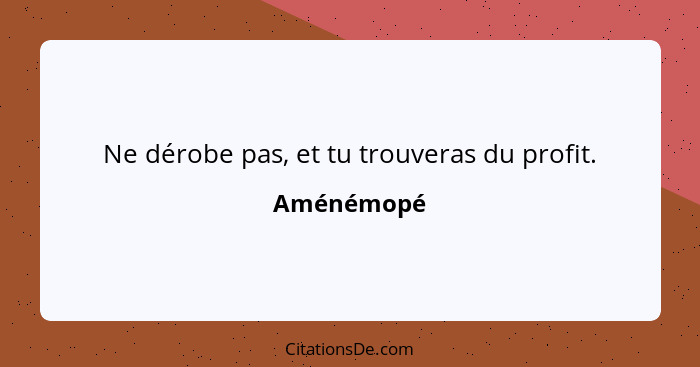 Ne dérobe pas, et tu trouveras du profit.... - Aménémopé