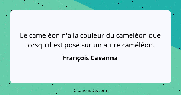 Le caméléon n'a la couleur du caméléon que lorsqu'il est posé sur un autre caméléon.... - François Cavanna