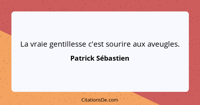 La vraie gentillesse c'est sourire aux aveugles.... - Patrick Sébastien