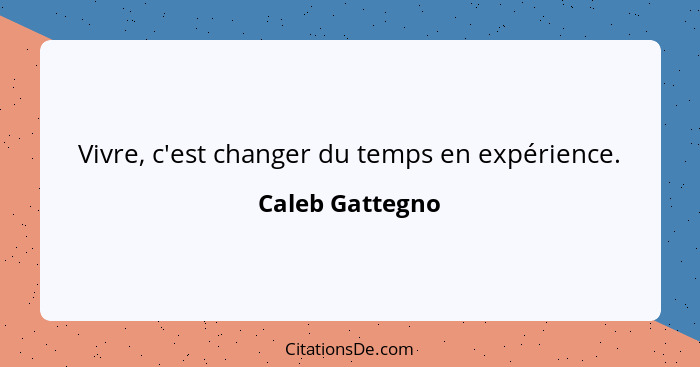 Vivre, c'est changer du temps en expérience.... - Caleb Gattegno