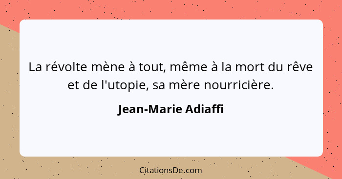 Jean Marie Adiaffi La Revolte Mene A Tout Meme A La Mort