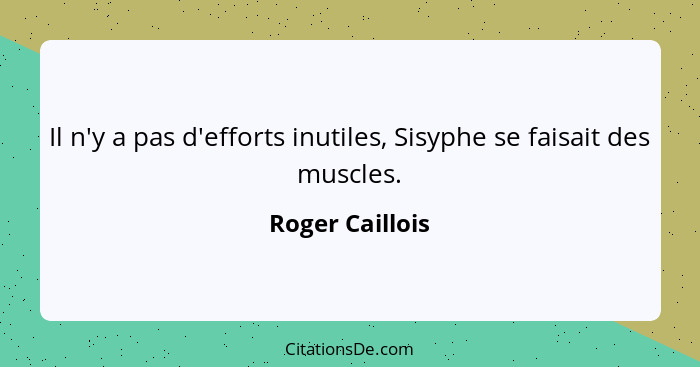 Il n'y a pas d'efforts inutiles, Sisyphe se faisait des muscles.... - Roger Caillois