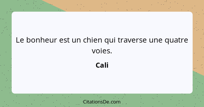 Le bonheur est un chien qui traverse une quatre voies.... - Cali