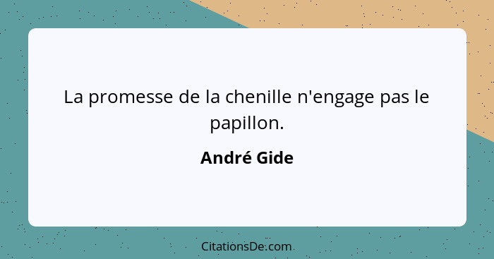 La promesse de la chenille n'engage pas le papillon.... - André Gide