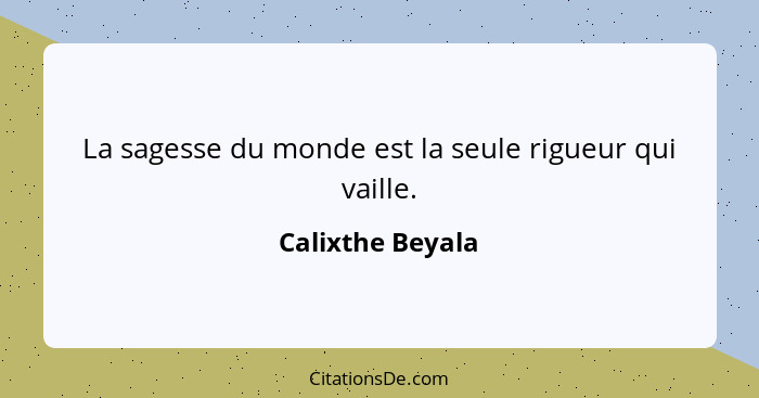 La sagesse du monde est la seule rigueur qui vaille.... - Calixthe Beyala