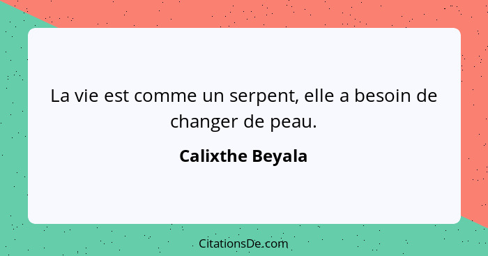 La vie est comme un serpent, elle a besoin de changer de peau.... - Calixthe Beyala