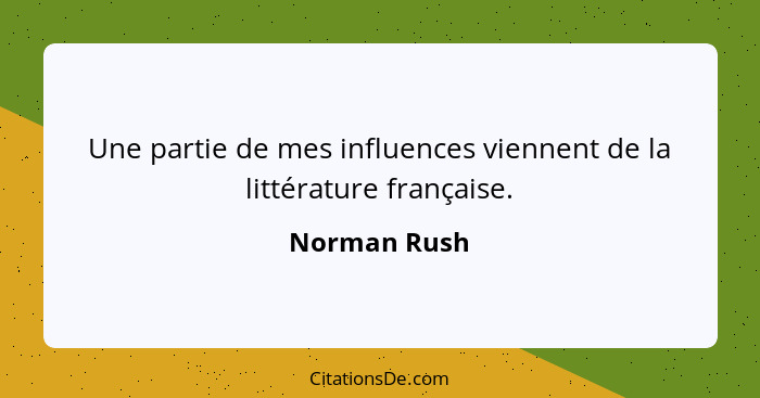 Une partie de mes influences viennent de la littérature française.... - Norman Rush