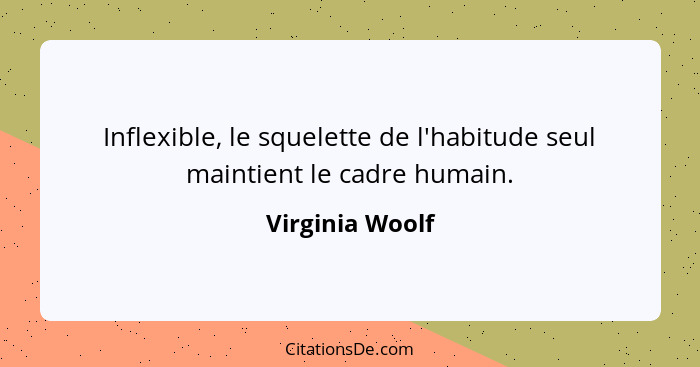 Inflexible, le squelette de l'habitude seul maintient le cadre humain.... - Virginia Woolf