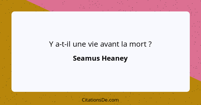 Y a-t-il une vie avant la mort ?... - Seamus Heaney