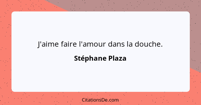 J'aime faire l'amour dans la douche.... - Stéphane Plaza