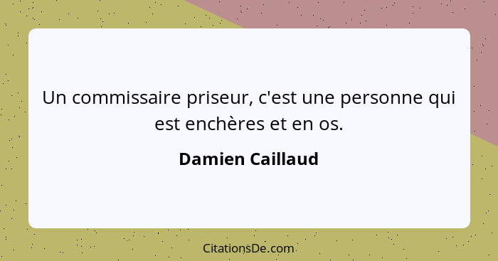 Un commissaire priseur, c'est une personne qui est enchères et en os.... - Damien Caillaud