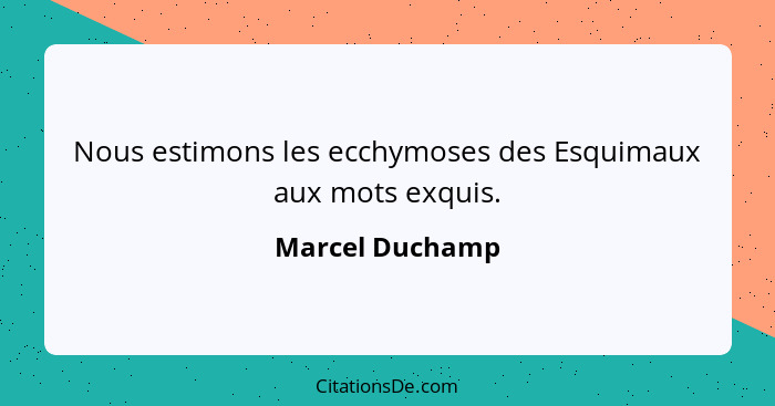 Nous estimons les ecchymoses des Esquimaux aux mots exquis.... - Marcel Duchamp