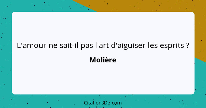 L'amour ne sait-il pas l'art d'aiguiser les esprits ?... - Molière