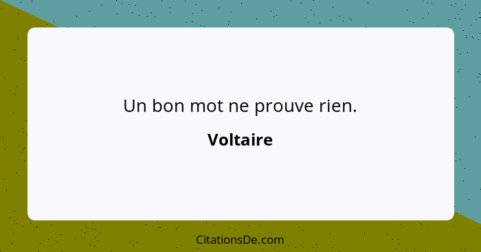 Un bon mot ne prouve rien.... - Voltaire