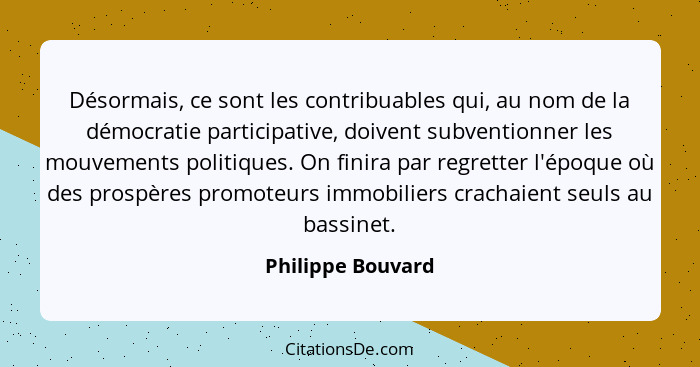 Désormais, ce sont les contribuables qui, au nom de la démocratie participative, doivent subventionner les mouvements politiques. O... - Philippe Bouvard