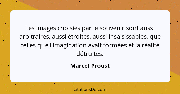 Les images choisies par le souvenir sont aussi arbitraires, aussi étroites, aussi insaisissables, que celles que l'imagination avait f... - Marcel Proust