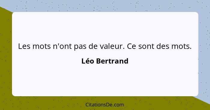 Les mots n'ont pas de valeur. Ce sont des mots.... - Léo Bertrand