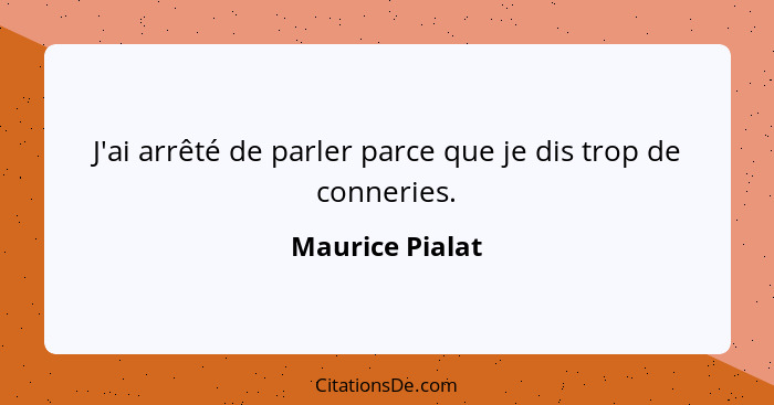 J'ai arrêté de parler parce que je dis trop de conneries.... - Maurice Pialat