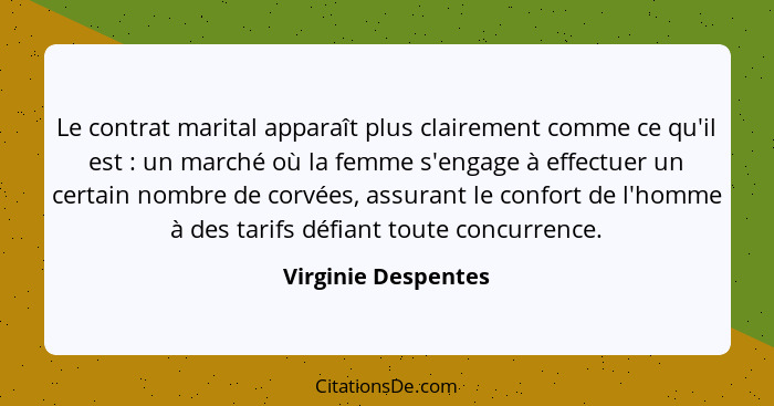 Virginie Despentes Le Contrat Marital Apparait Plus Claire