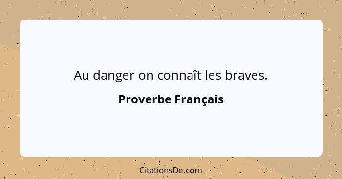 Au danger on connaît les braves.... - Proverbe Français