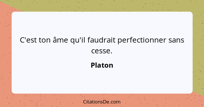 C'est ton âme qu'il faudrait perfectionner sans cesse.... - Platon