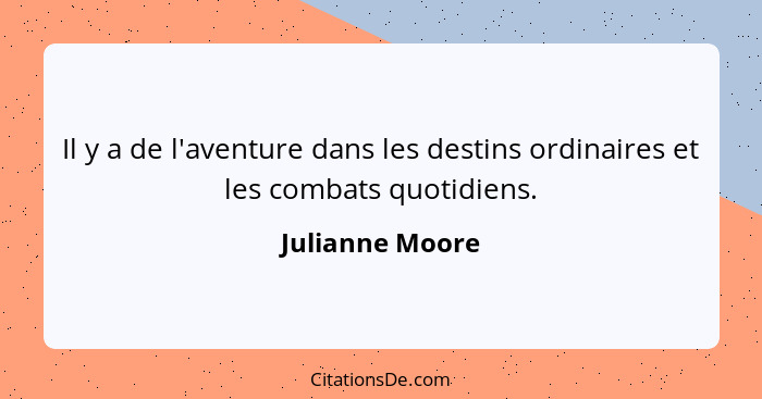 Il y a de l'aventure dans les destins ordinaires et les combats quotidiens.... - Julianne Moore