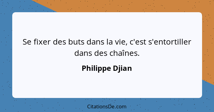 Se fixer des buts dans la vie, c'est s'entortiller dans des chaînes.... - Philippe Djian