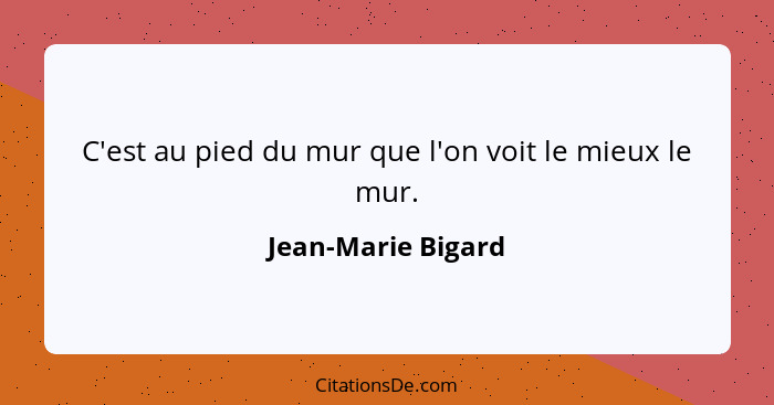 C'est au pied du mur que l'on voit le mieux le mur.... - Jean-Marie Bigard