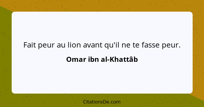 Fait peur au lion avant qu'il ne te fasse peur.... - Omar ibn al-Khattâb