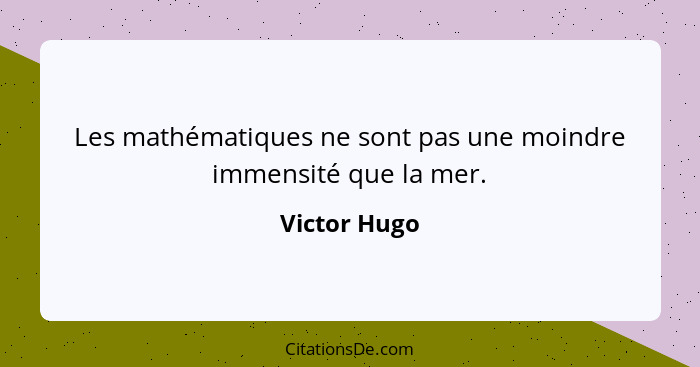 Les mathématiques ne sont pas une moindre immensité que la mer.... - Victor Hugo