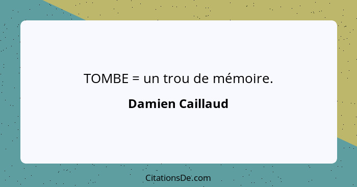 TOMBE = un trou de mémoire.... - Damien Caillaud