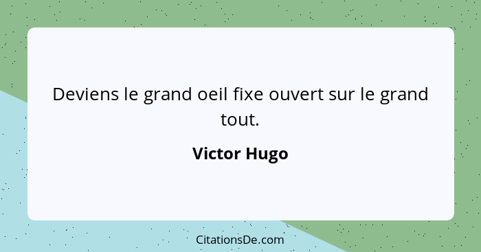 Deviens le grand oeil fixe ouvert sur le grand tout.... - Victor Hugo