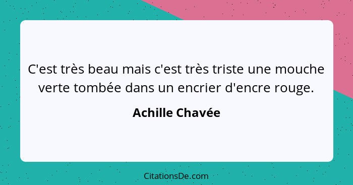 C'est très beau mais c'est très triste une mouche verte tombée dans un encrier d'encre rouge.... - Achille Chavée