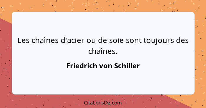 Les chaînes d'acier ou de soie sont toujours des chaînes.... - Friedrich von Schiller