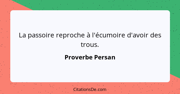 La passoire reproche à l'écumoire d'avoir des trous.... - Proverbe Persan