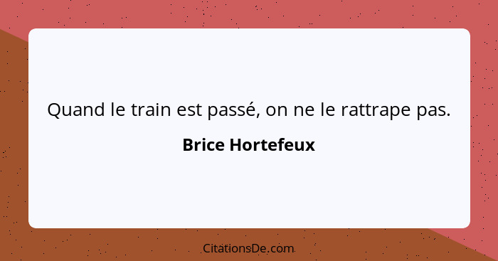 Quand le train est passé, on ne le rattrape pas.... - Brice Hortefeux