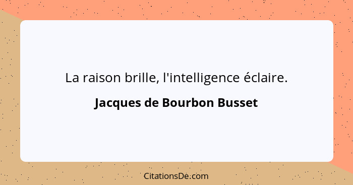 La raison brille, l'intelligence éclaire.... - Jacques de Bourbon Busset