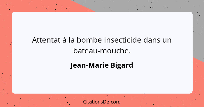 Attentat à la bombe insecticide dans un bateau-mouche.... - Jean-Marie Bigard