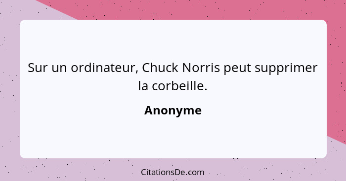 Sur un ordinateur, Chuck Norris peut supprimer la corbeille.... - Anonyme