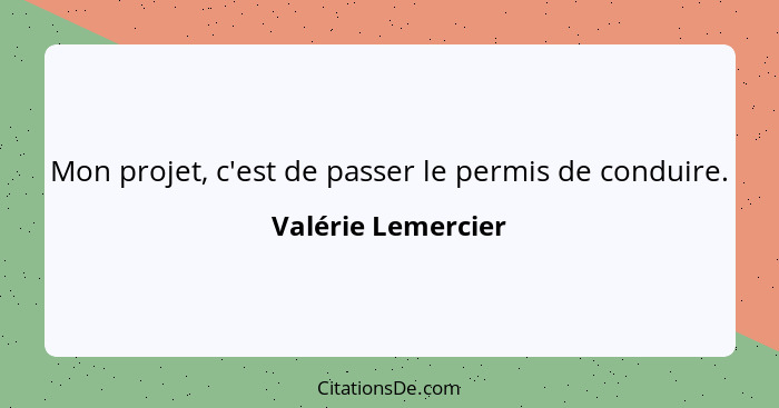 Mon projet, c'est de passer le permis de conduire.... - Valérie Lemercier