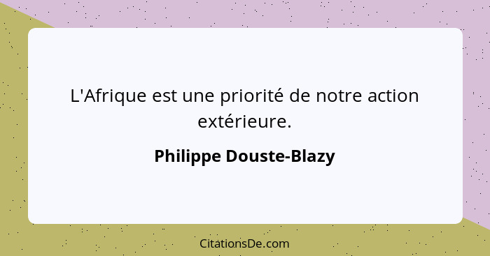 L'Afrique est une priorité de notre action extérieure.... - Philippe Douste-Blazy